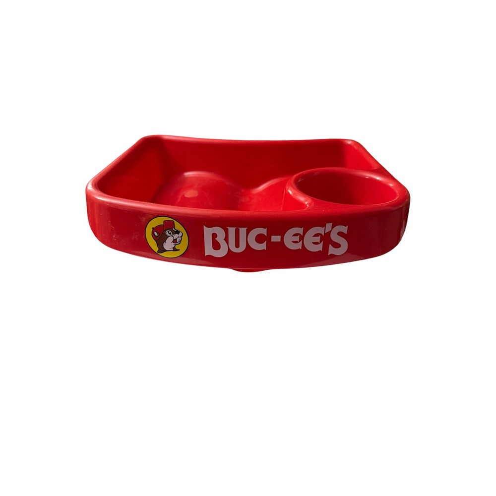 Buc-ee's Red Plastic Car Lap Tray Snack Drink Holder kids snack Texas